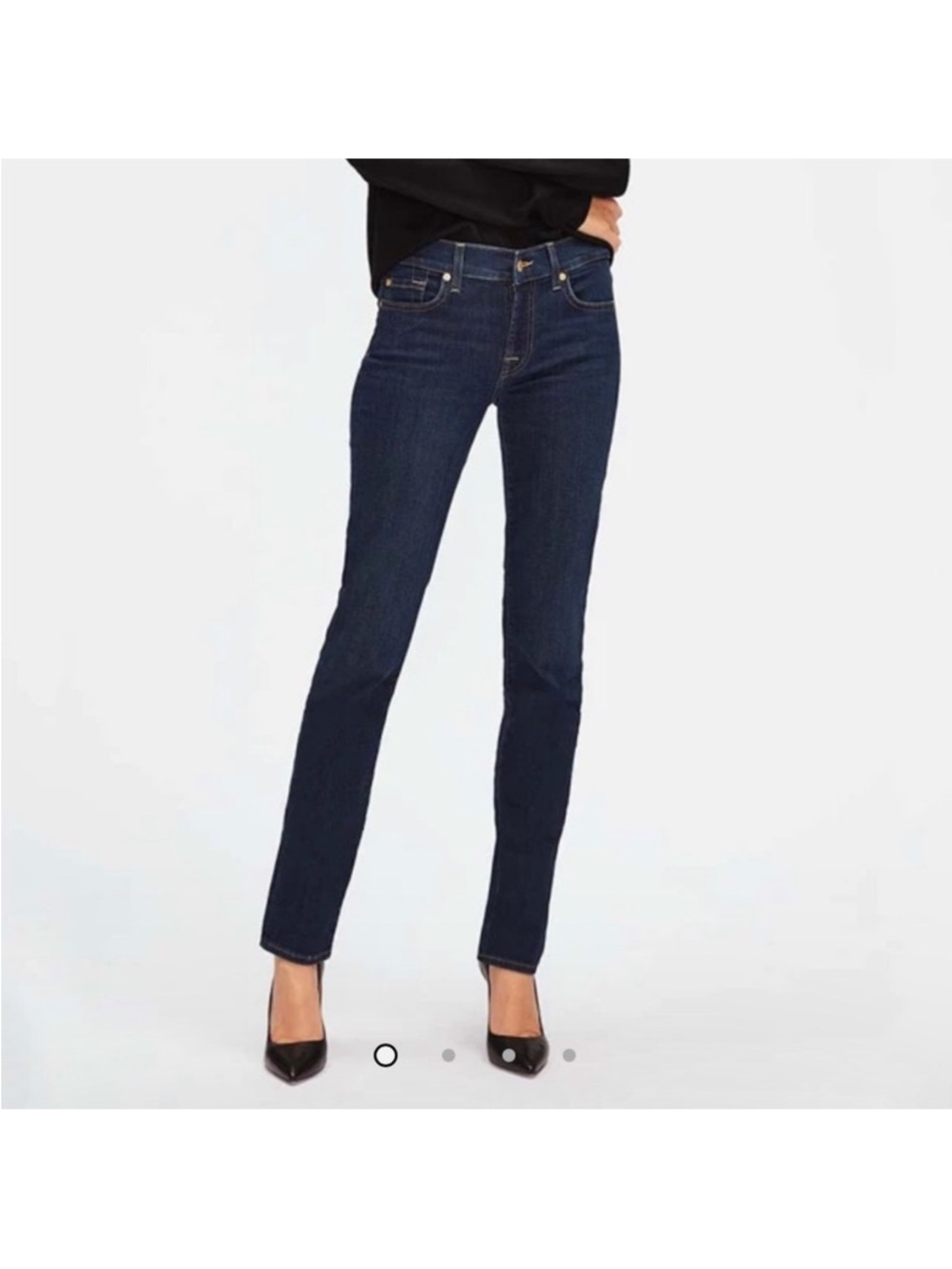 7 For All Mankind Roxanne Slim Straight Dark Wash Mid‎ Rise Denim Jeans